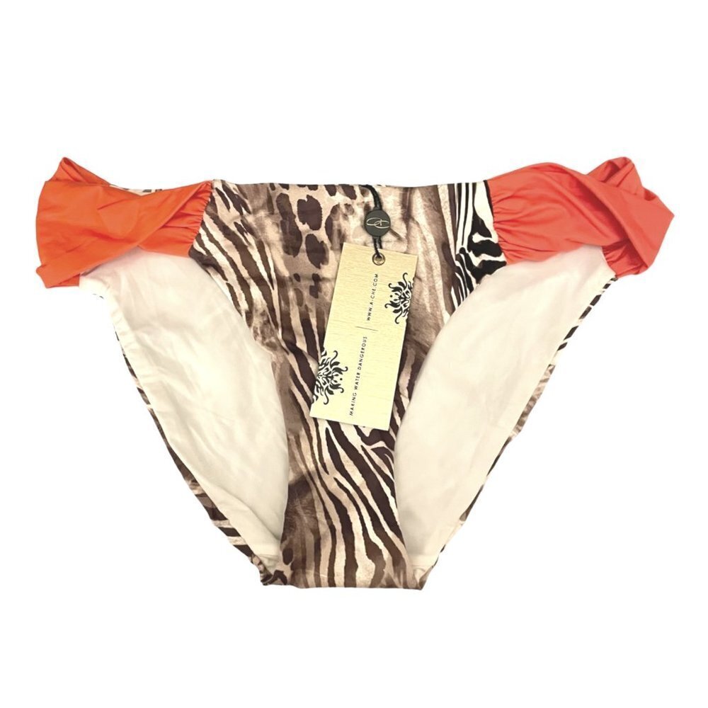 NWT A.Che Twisted Side Zebra Leopard Animal Print Bikini Bottoms
